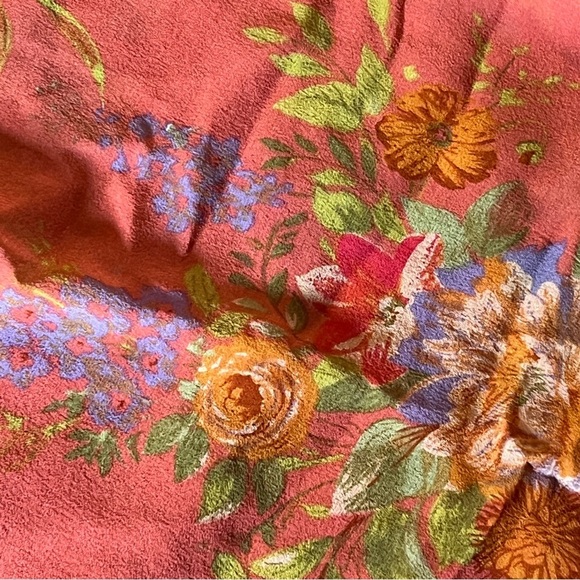 CAbi 100% Silk Large Sheer Pink Floral Long Sleeve Embroidered Rose Fairy Blouse - Picture 2 of 9